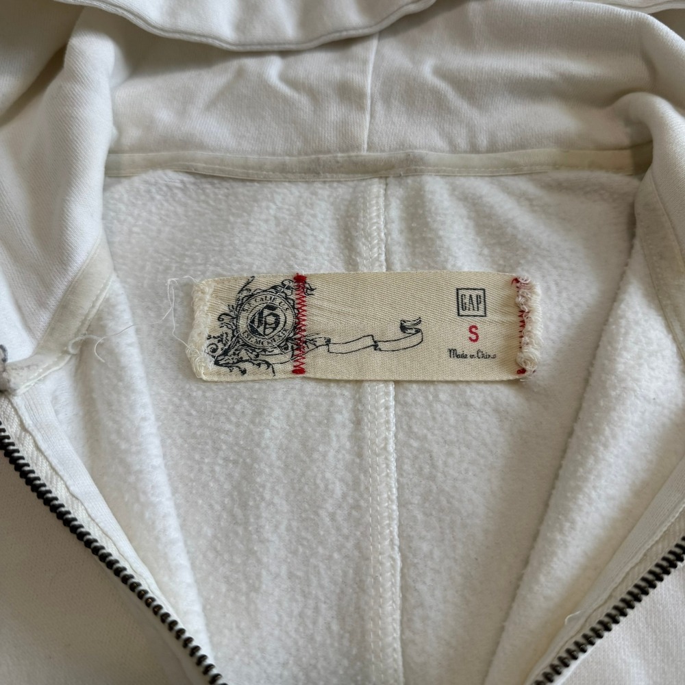 Gap Vintage Y2K Off White Full Zip Hoodie Womens Cream Sweatshirt Sleeve Pocket - Picture 10 of 11